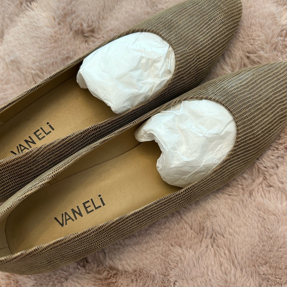 Vaneli Taupe Textured Pointed-Toe Slip-On